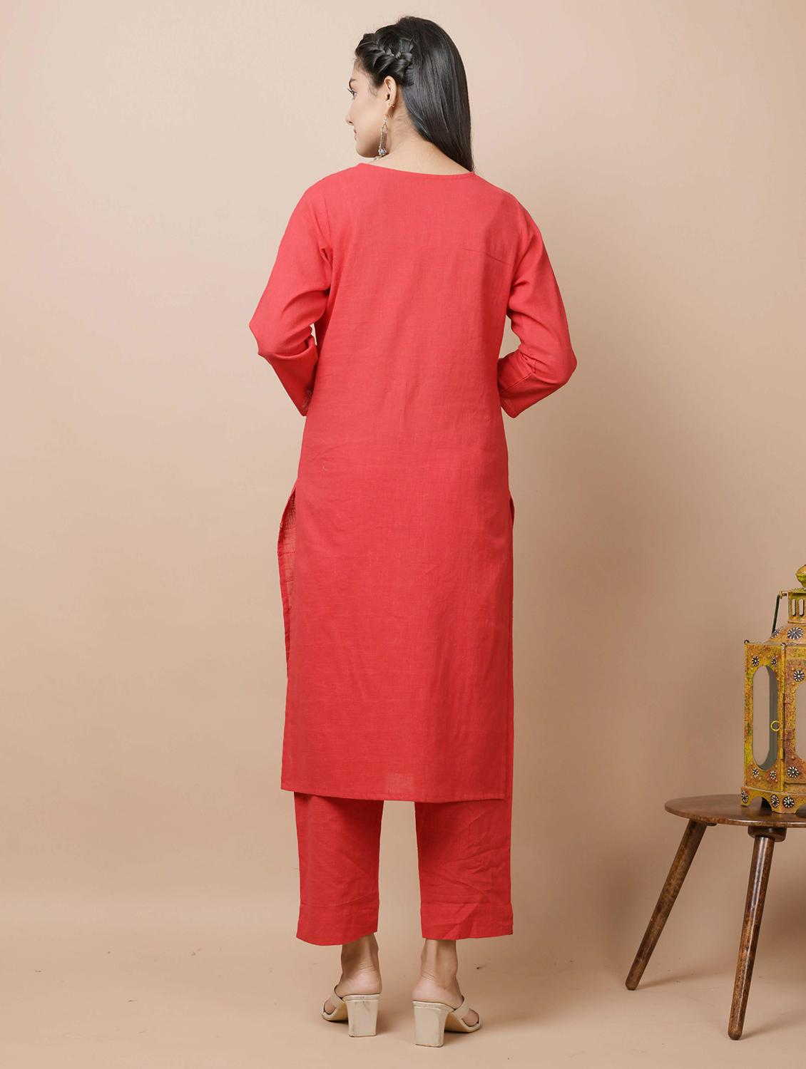 mirror work straight kurta - 17428810 - Standard Image - 3