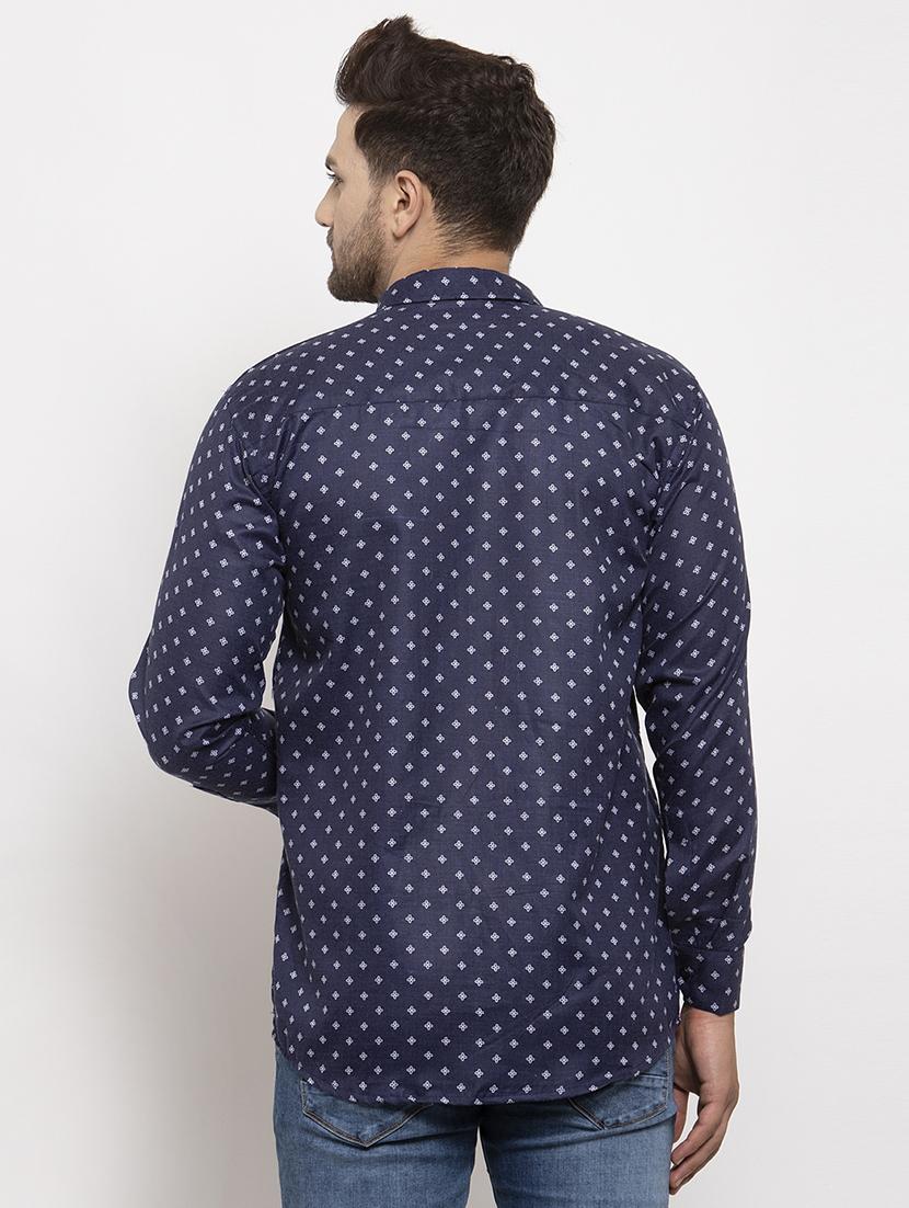 blue printed casual shirt - 17442583 - Standard Image - 2