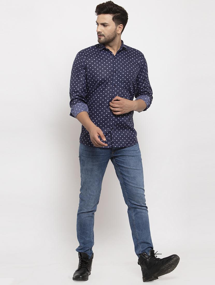 blue printed casual shirt - 17442583 - Standard Image - 3