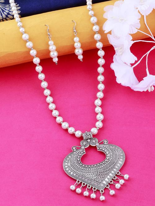 silver plated pearl necklace - 17466233 - Very Small Image - 1