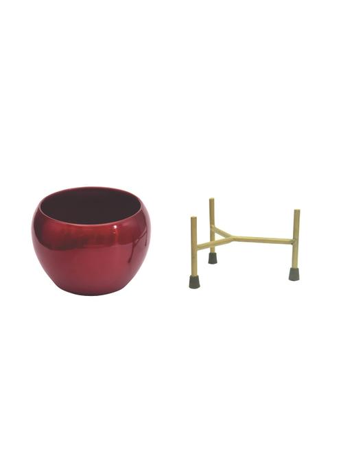 the red bowls' table planter pots with stands in iron (11.2 cm, set of 1) - 17478833 - Very Small Image - 1