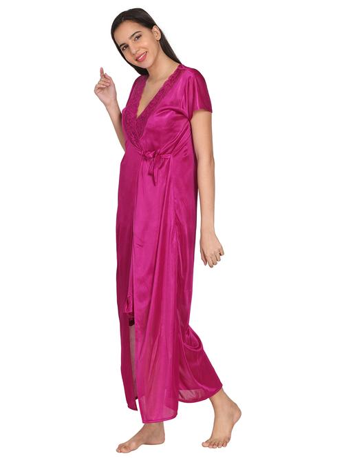 lace detail babydoll with robe set  - 17497170 - Very Small Image - 1