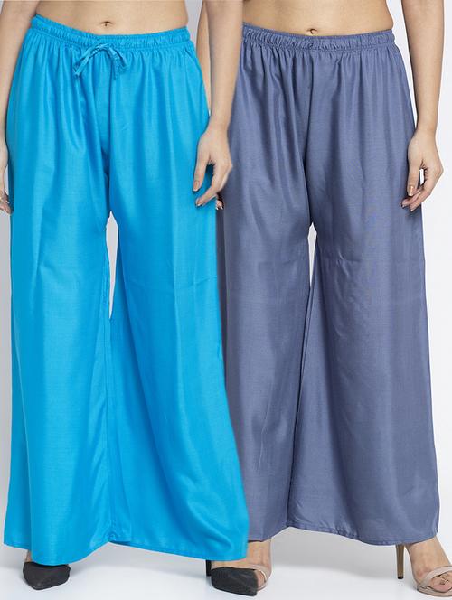 multi colored rayon combos palazzo - 17509363 - Very Small Image - 1