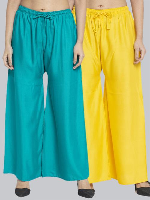 multi colored rayon combos palazzo - 17509387 - Very Small Image - 1