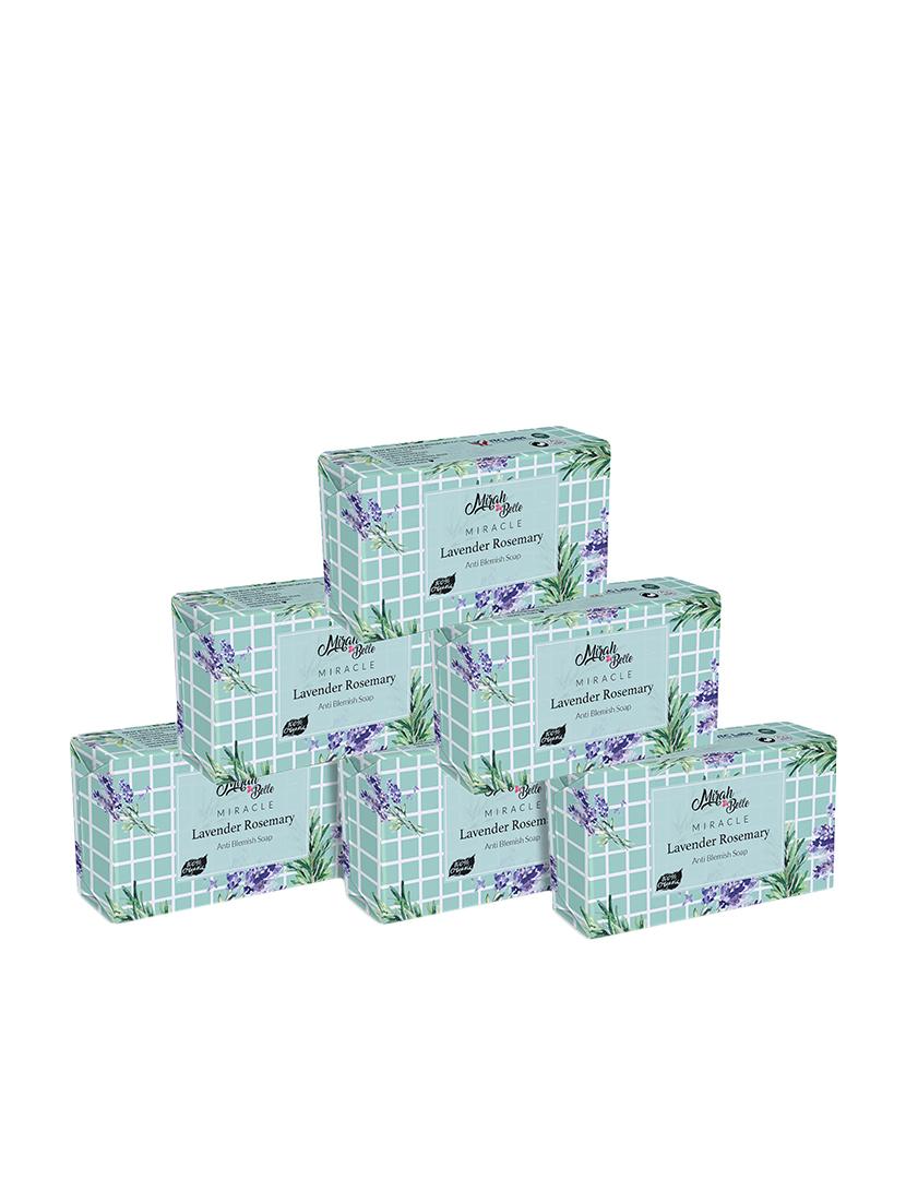 mirah belle - organic lavender anti - blemish soap bar (pack of 6) - clogged pores, blackheads, dark spots & scars, 750 gm