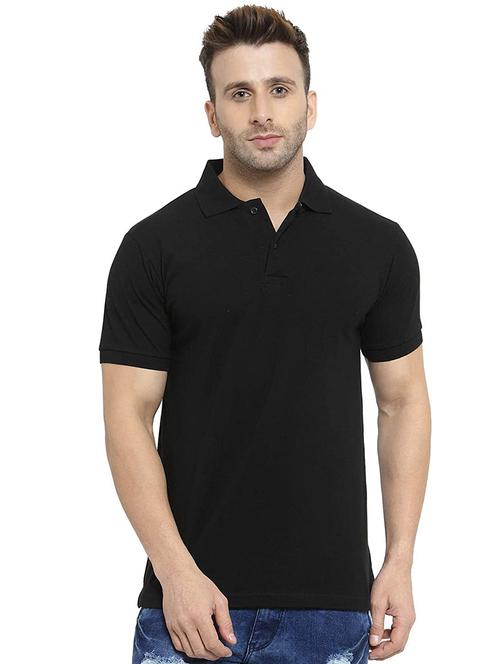 men black solid regular fit polo t-shirt - 17546793 -  Standard Image - 0