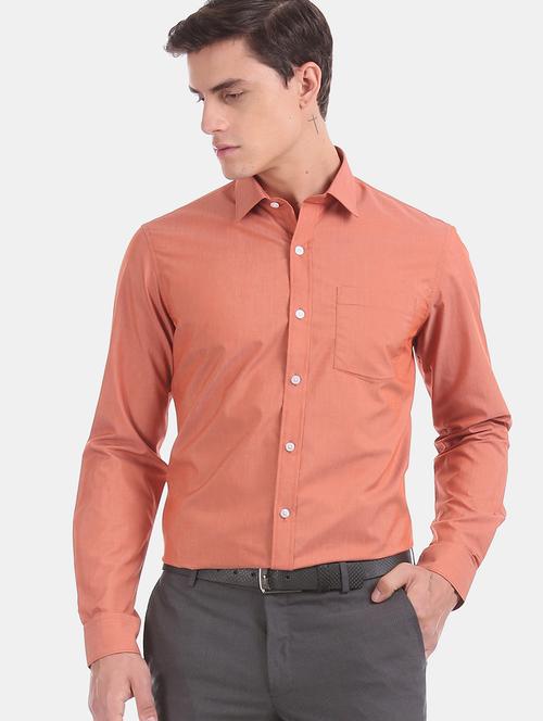 orange solid formal shirt - 17575882 - Very Small Image - 1