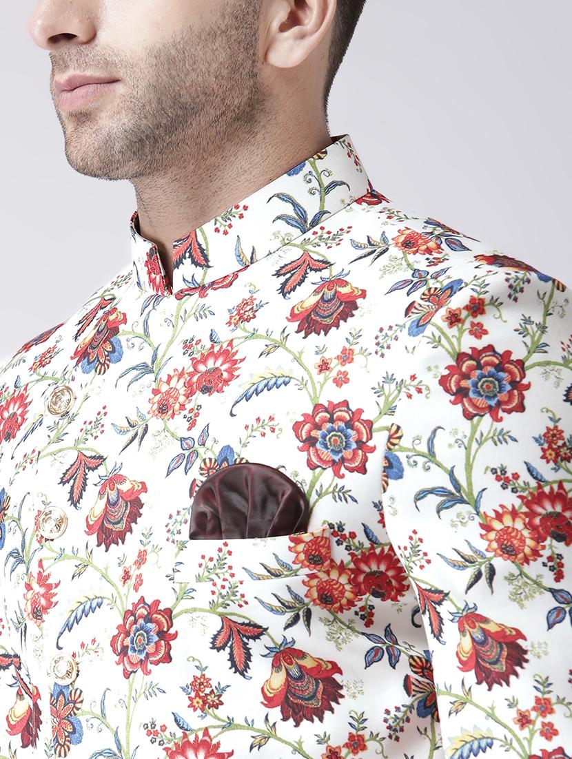 white floral print sherwani set - 17585902 - Standard Image - 4