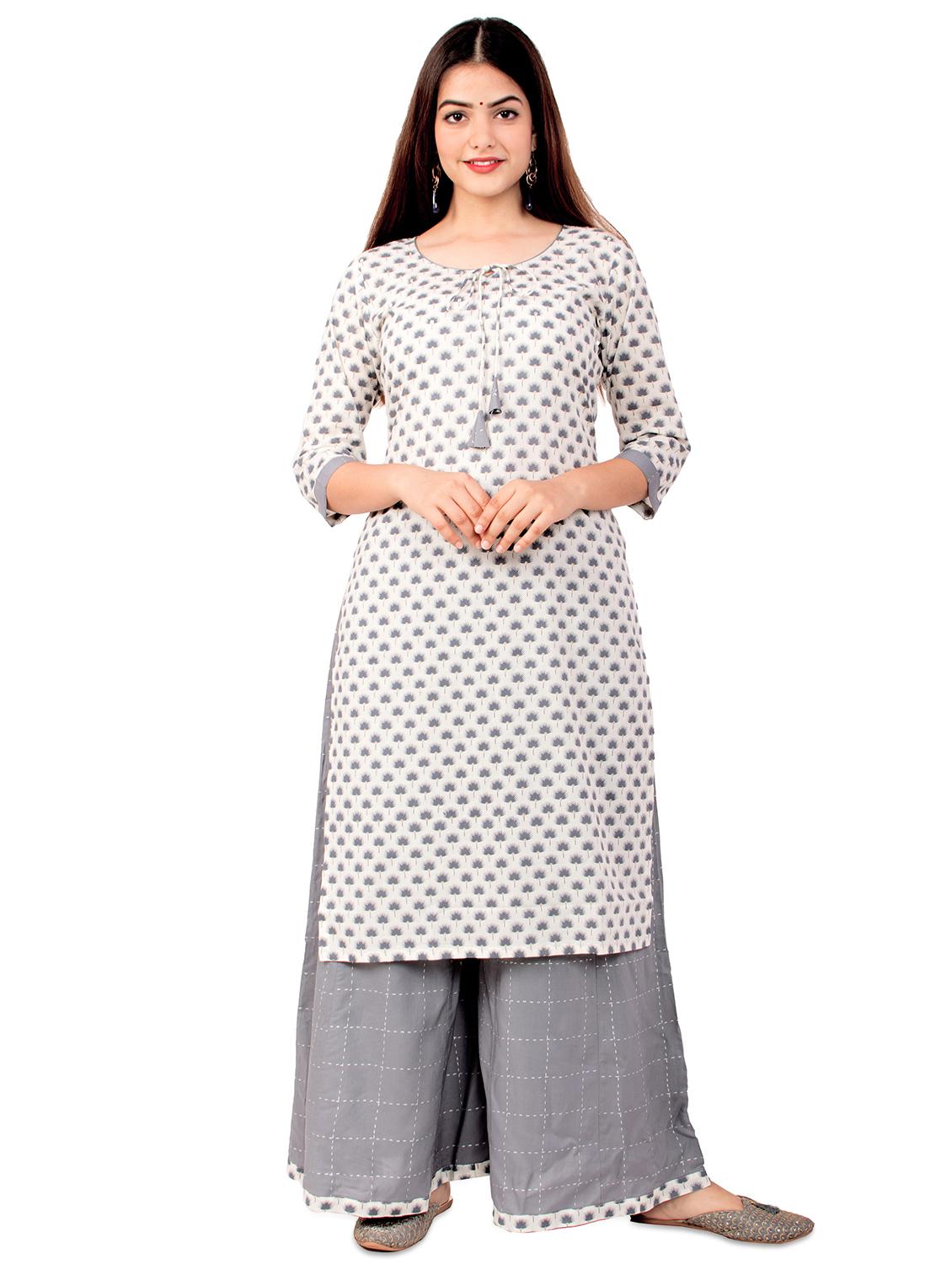 printed kurta palazzo set - 17587074 -  Zoom Image - 0