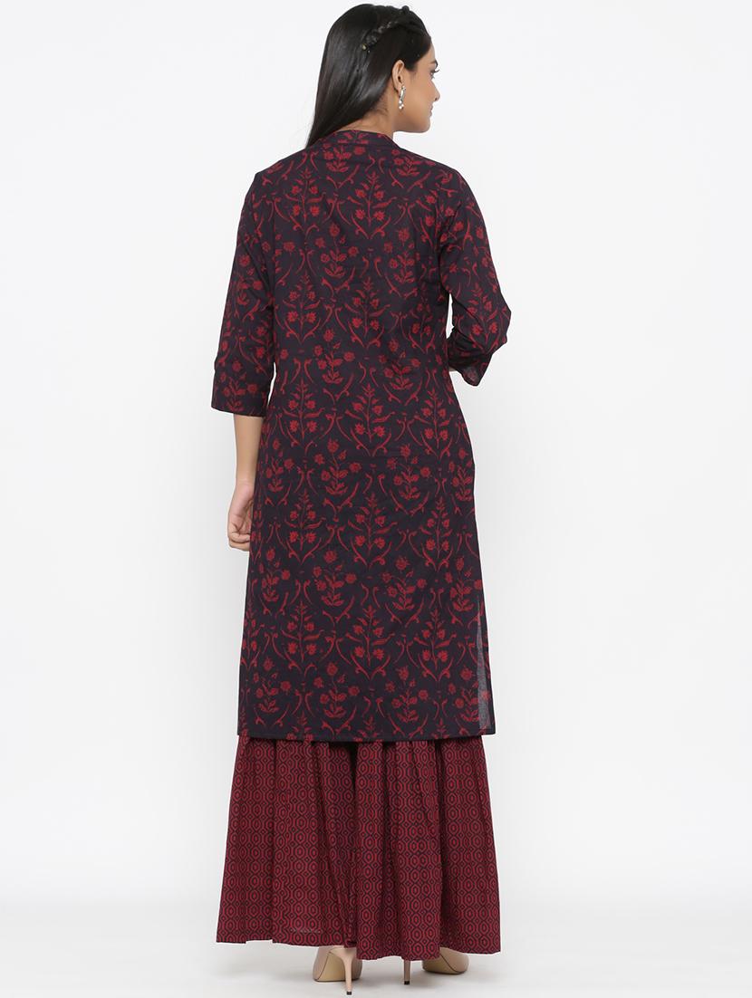 floral print kurta sharara set - 17587111 - Zoom Image - 2