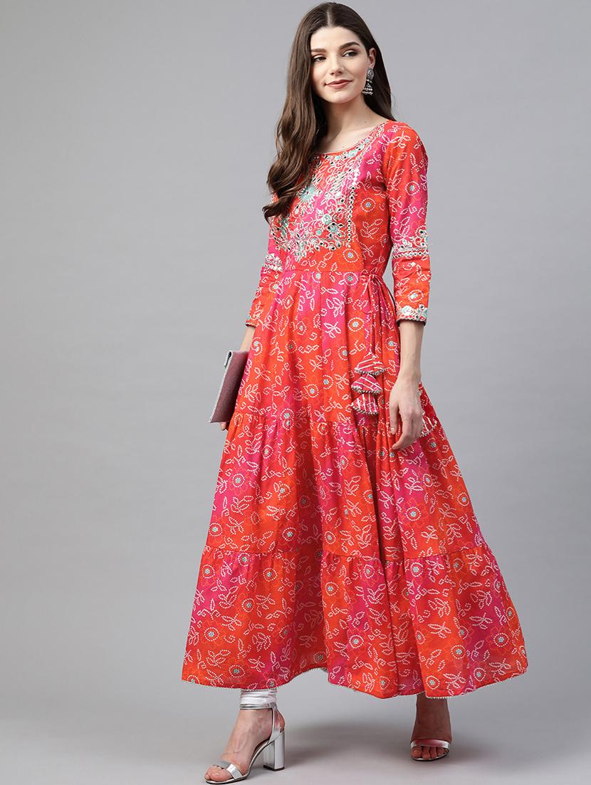 pink printed anarkali kurta - 17587398 - Standard Image - 3