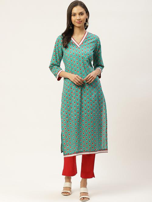 printed kurta pant set - 17594206 - Very Small Image - 1