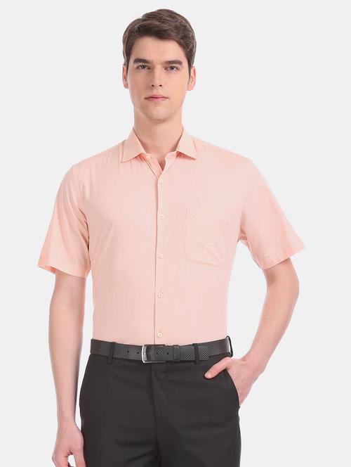 orange solid formal shirt - 17598095 - Very Small Image - 1