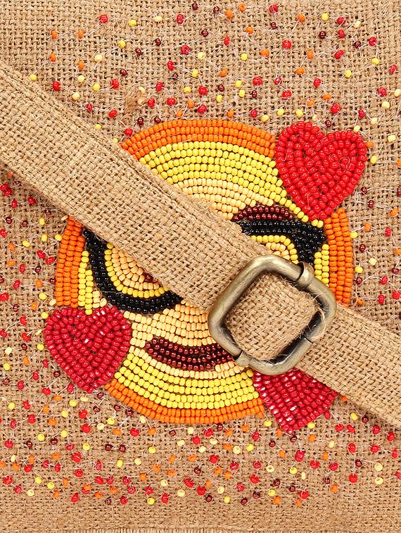 beige jute regular clutch - 17601374 - Standard Image - 3
