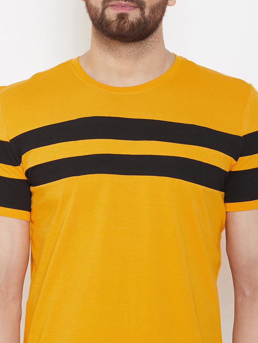 mustard color block cut & sew t-shirt - 17601437 - Standard Image - 3