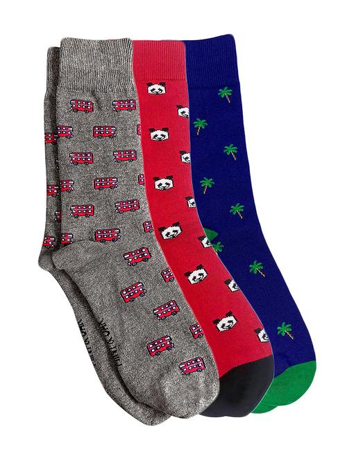 men pack of 3 printed above ankle length socks - 17610804 - Very Small Image - 1