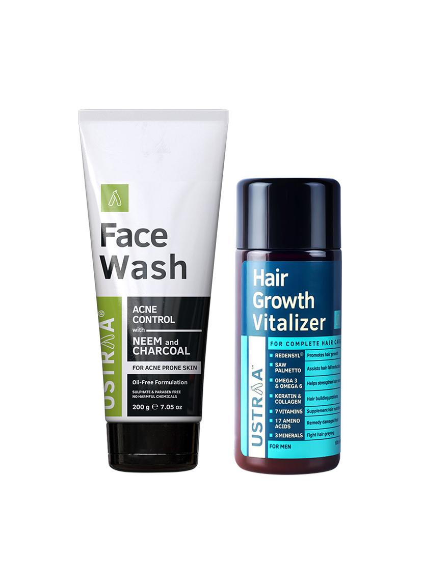 ustraa hair growth viatlizer and neem & charcoal face wash -200g - 17612809 - Zoom Image - 0