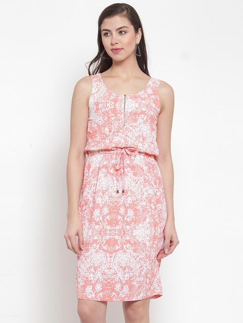 round neck printed blouson dress - 17614289 - Very Small Image - 1