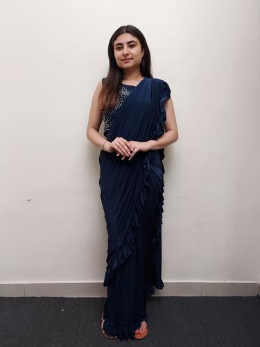 designer ruffle saree with blouse  - 17626696 - Very Small Image - 1