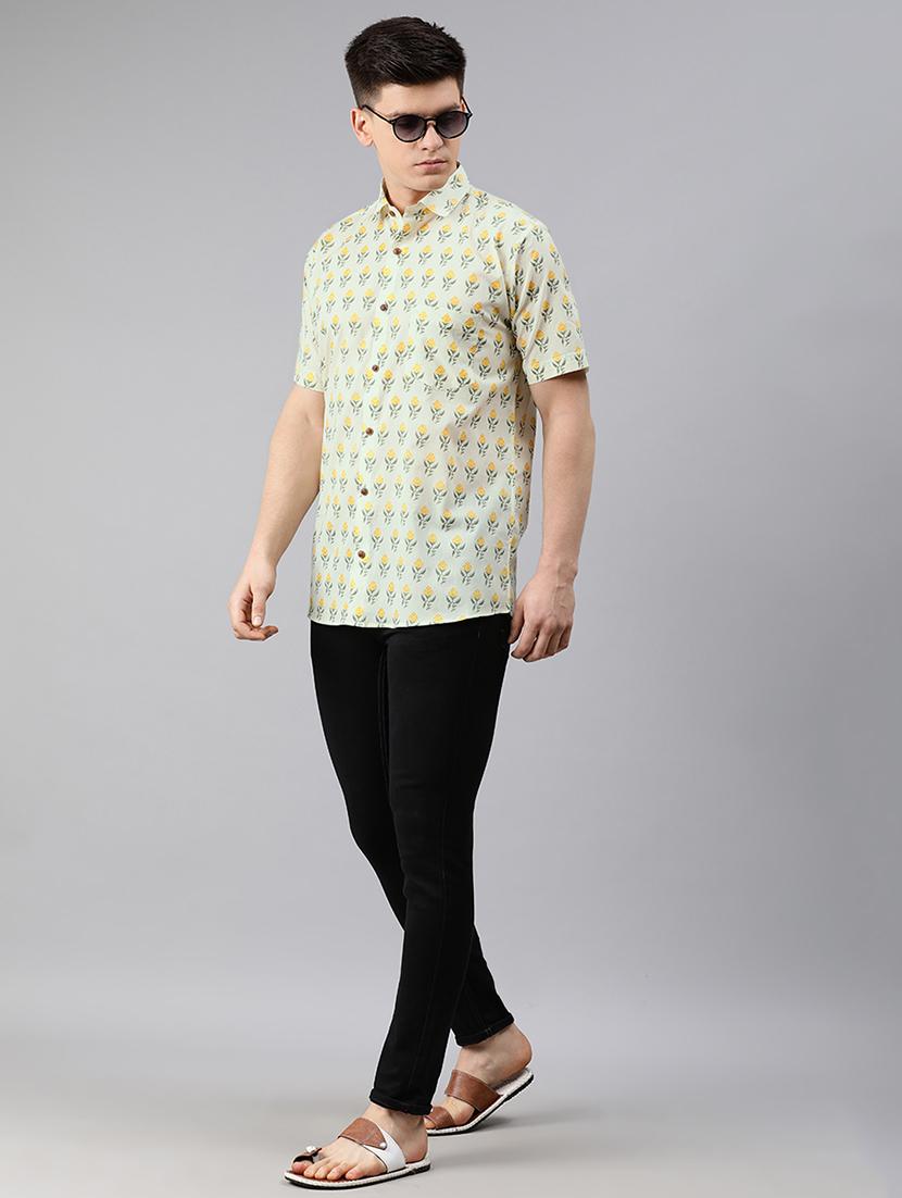 green floral casual shirt - 17633925 - Standard Image - 3