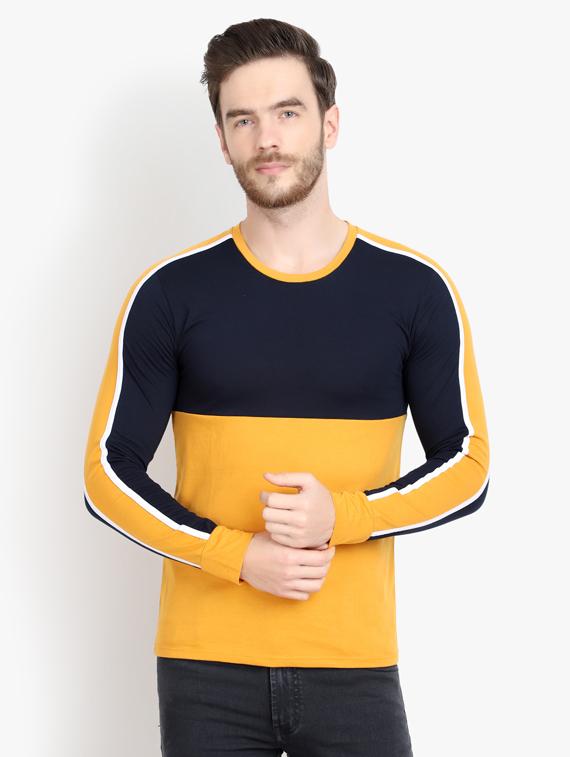 mustard color block cut & sew t-shirt