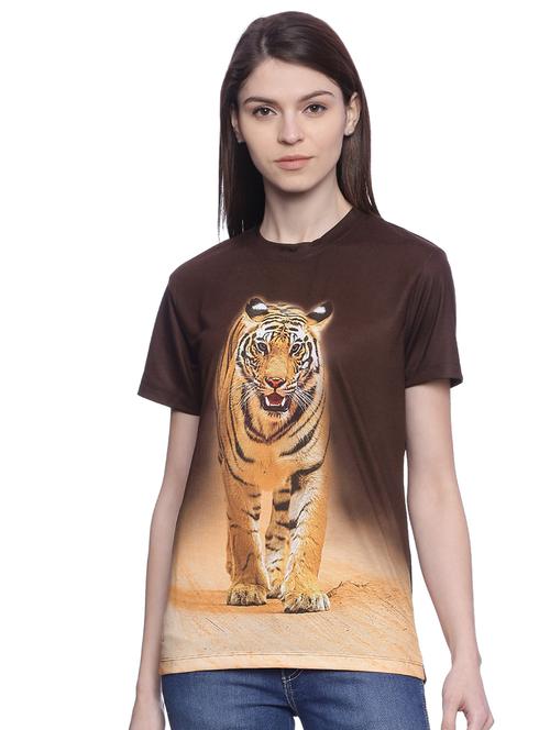 women's front print round neck t-shirt - 17645341 - Very Small Image - 1