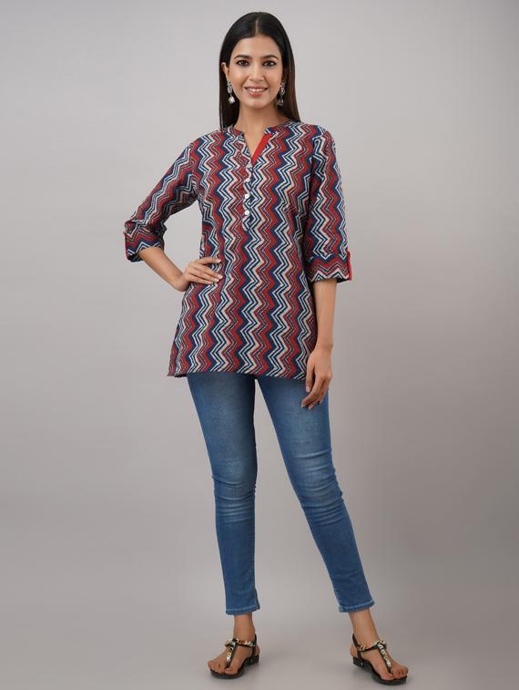 multi colored cotton regular tunic - 17649898 - Standard Image - 3