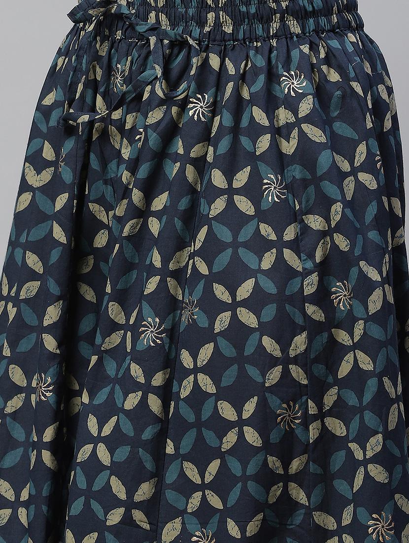 women navy blue printed kurta palazzo with dupatta set - 17652245 - Standard Image - 5