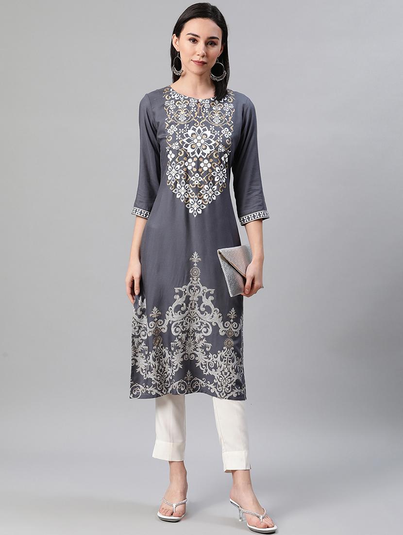 women's straight kurta - 17687994 - Standard Image - 3