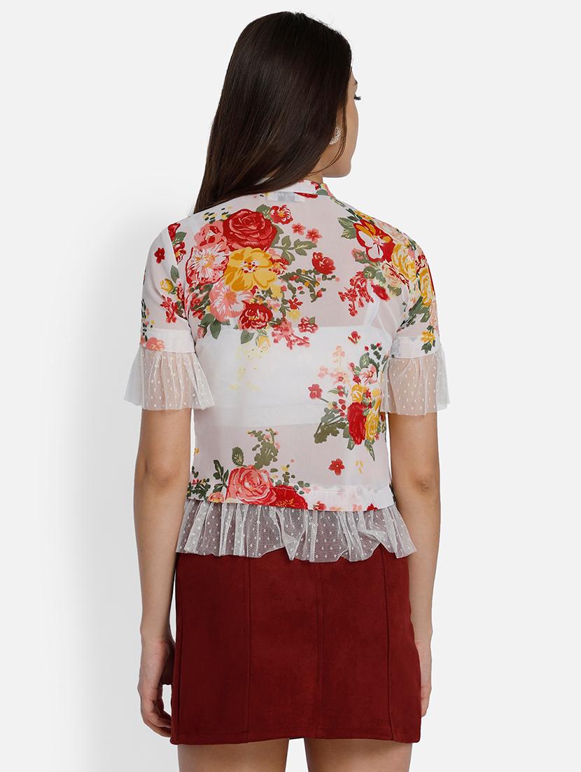 women's straight mandarin neck top - 17693235 - Standard Image - 2