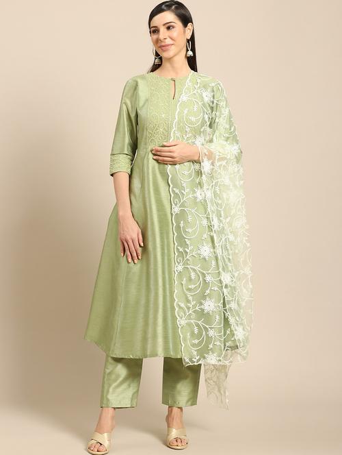 green net dupatta - 17693358 - Very Small Image - 1