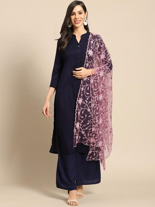 burgundy net dupatta - 17693364 - Very Small Image - 1