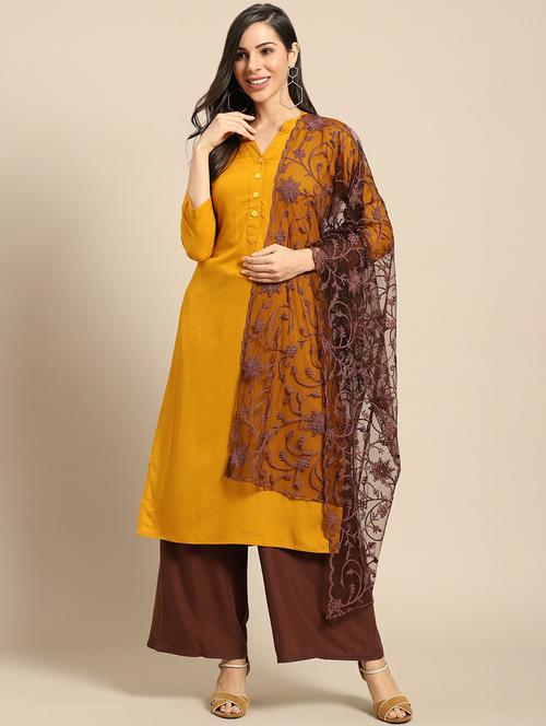 brown net dupatta - 17693365 - Very Small Image - 1