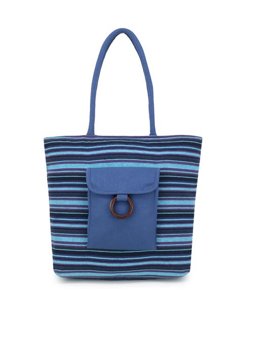 blue jute printed tote - 17695035 - Very Small Image - 1