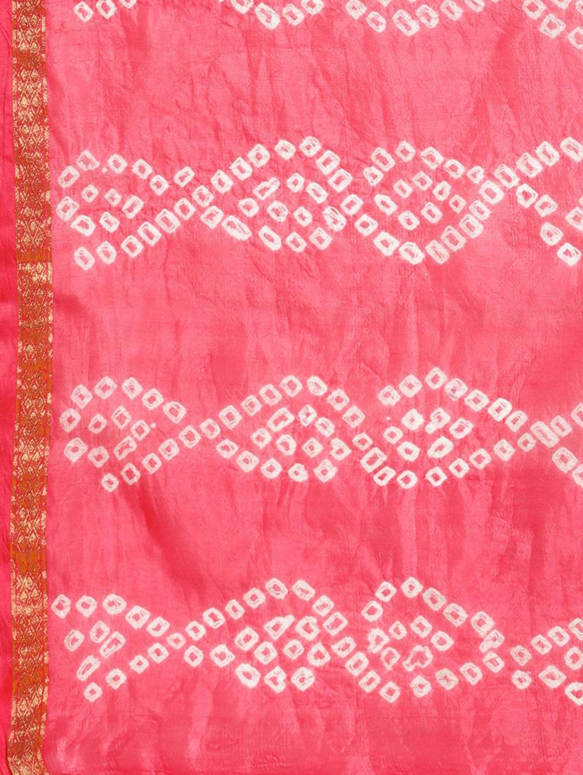 women's bandhani pink colored saree with blouse - 17695686 - Standard Image - 2