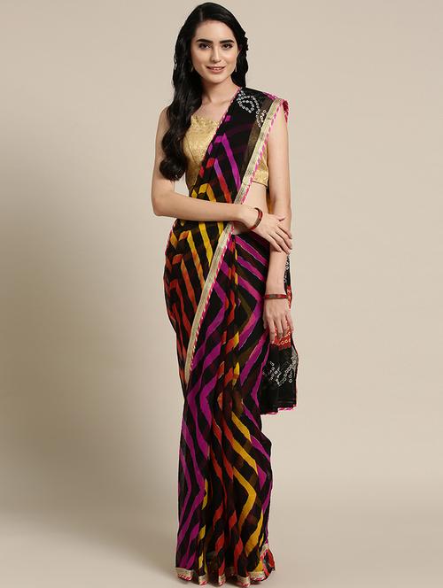 leheriya printed saree with blouse - 17695698 - Very Small Image - 1