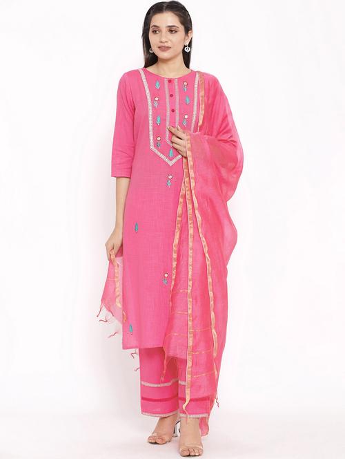 women embroidered kurta pant set with dupatta set - 17714839 - Standard Image - 0