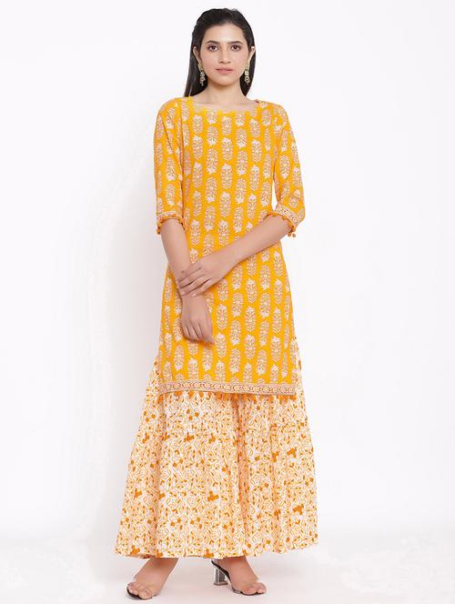 women floral printed kurta sharara set - 17714870 - Standard Image - 0