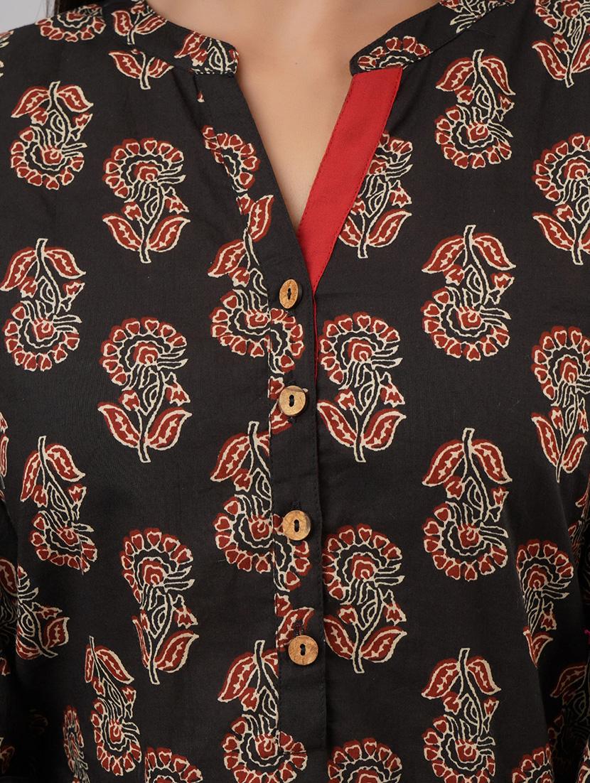 mandarin neck block print tunic - 17714982 - Standard Image - 4