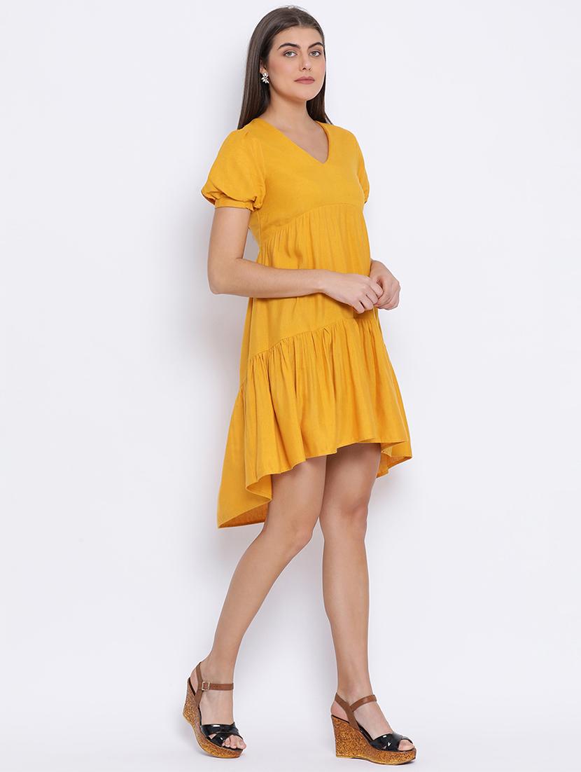 women's high low solid dress - 17715257 - Standard Image - 3
