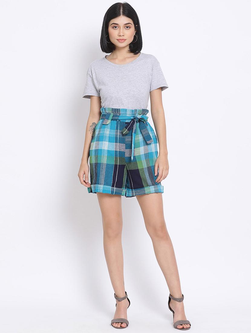 paper bag waist checkered shorts - 17715692 - Standard Image - 3