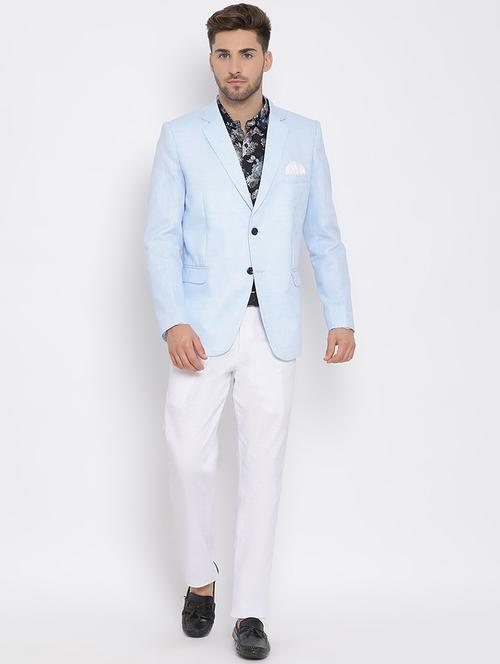 blue solid single breasted suit - 17718919 - Very Small Image - 1