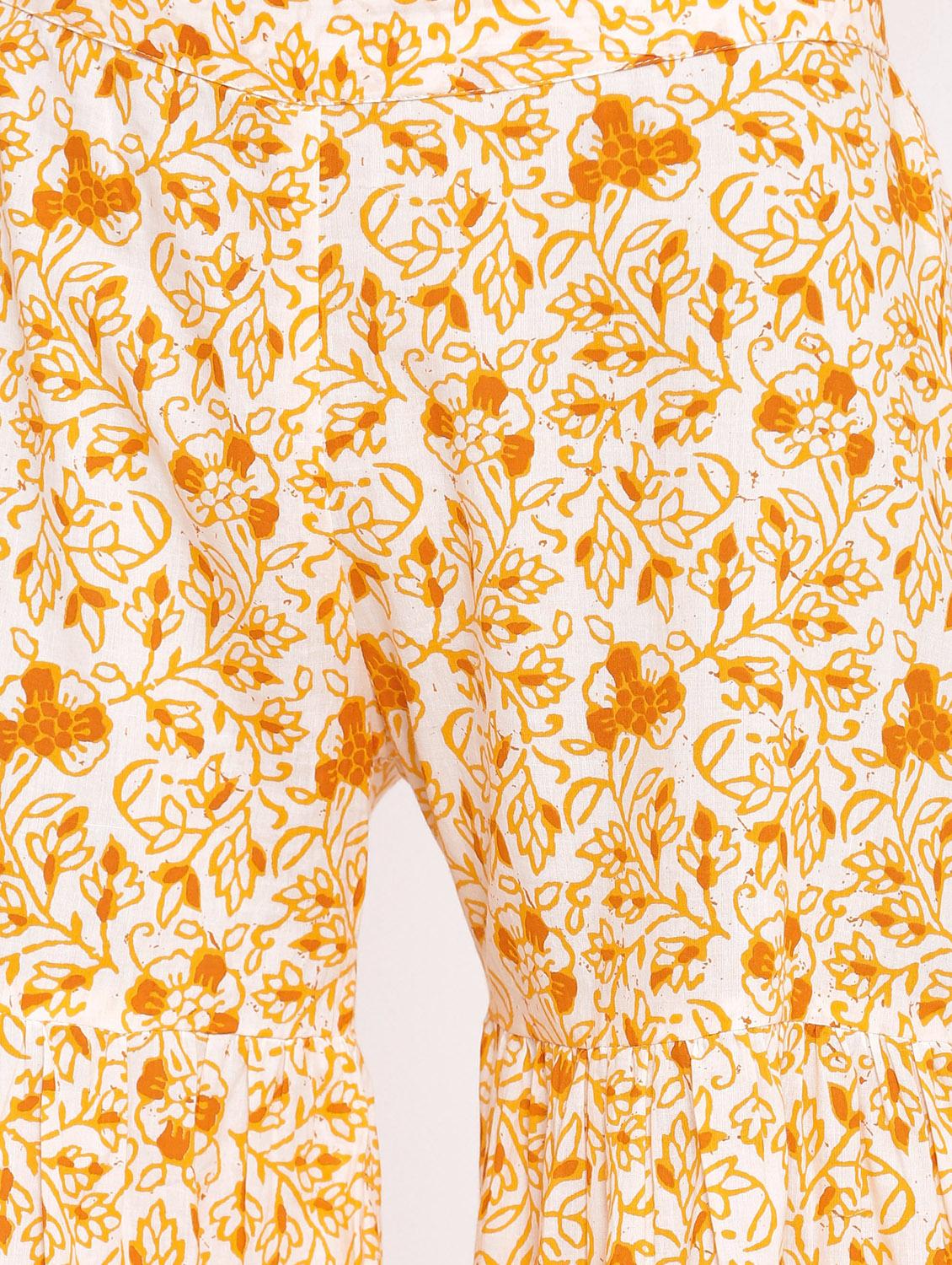 yellow cotton blend kurta sharara set - 17727196 - Standard Image - 4