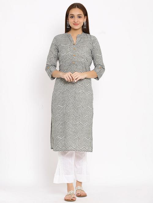 chevron straight kurta - 17727237 - Standard Image - 0
