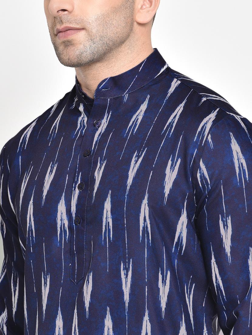 navy blue printed long kurta - 17733705 - Standard Image - 5