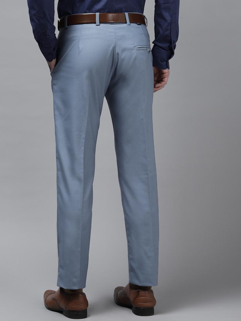 grey solid flat front formal trouser - 17733810 - Standard Image - 2