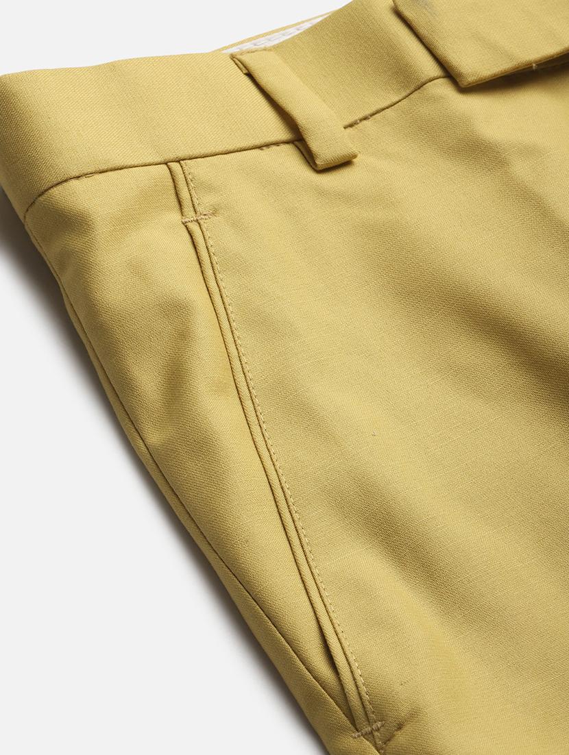 yellow solid flat front formal trouser - 17733815 - Standard Image - 5