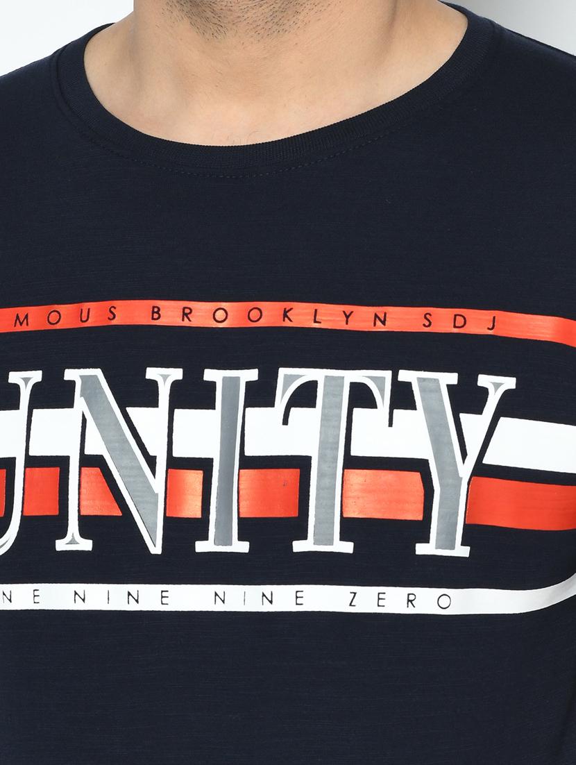 navy blue printed t-shirt - 17760051 - Zoom Image - 4