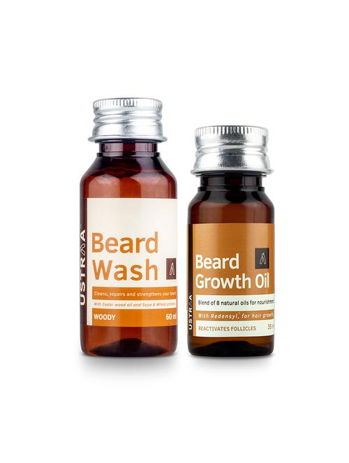 ustraa beard growth oil - 35ml and ustraa beard wash woody - 60ml - 17765317 - Standard Image - 0
