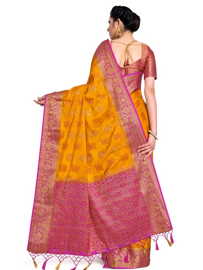 women's self design mustard colored saree - 17770713 - Zoom Image - 2